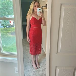 NWT Revolve Bardot Botanica Lace Dress in Lipstick Red